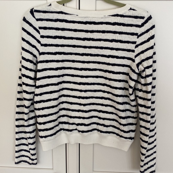Anthropologie navy & ivory lightweight sweatshirt- XS mall - Picture 4 of 4
